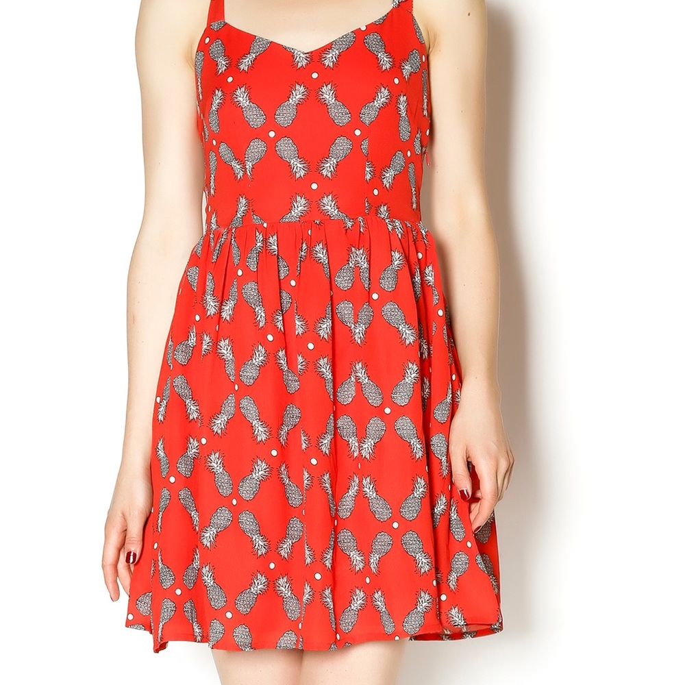 Red Cross-back Pineapple Dress